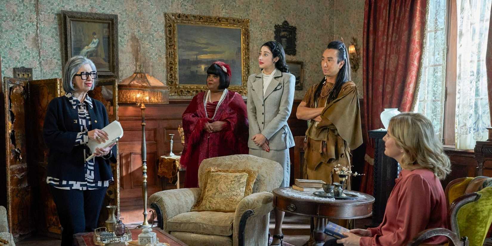 00 PM, ET/PT) on the CBS Television Network. Pictured L to R: Rose Abdoo as Paula, Danielle Pinnock as Alberta, Taylor Ortega as Joan, Román Zaragoza as Sasappis, and Rose McIver as Samantha Photo: Philippe Bossé/CBS ©2026 CBS Broadcasting, Inc. All Rights Reserved.