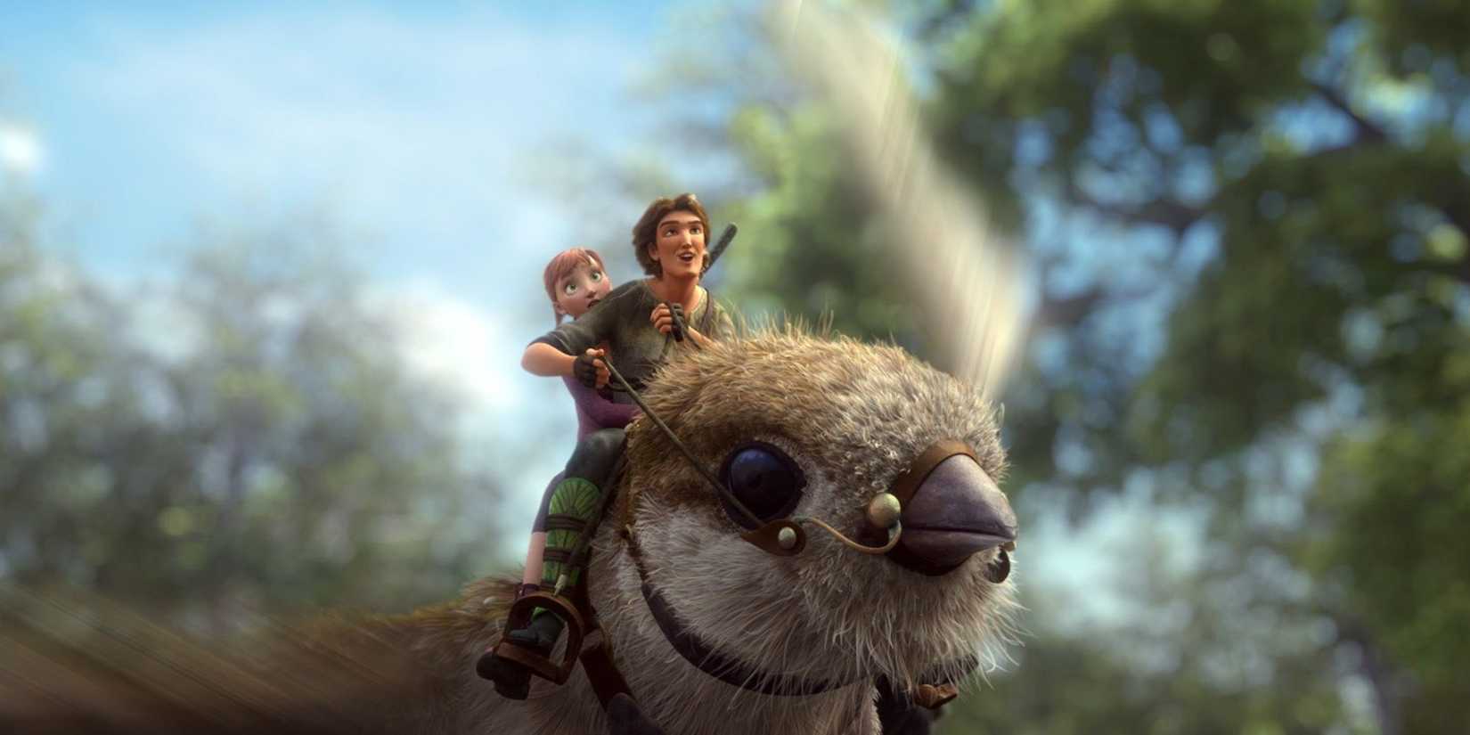 Nod and Mary Katherine ride a bird