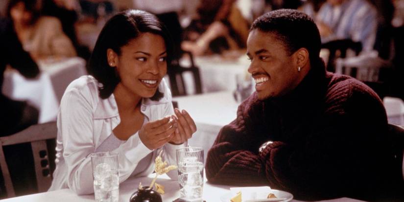 Nia Long and Larenz Tate in a scene from the 1997 romantic drama film Love Jones