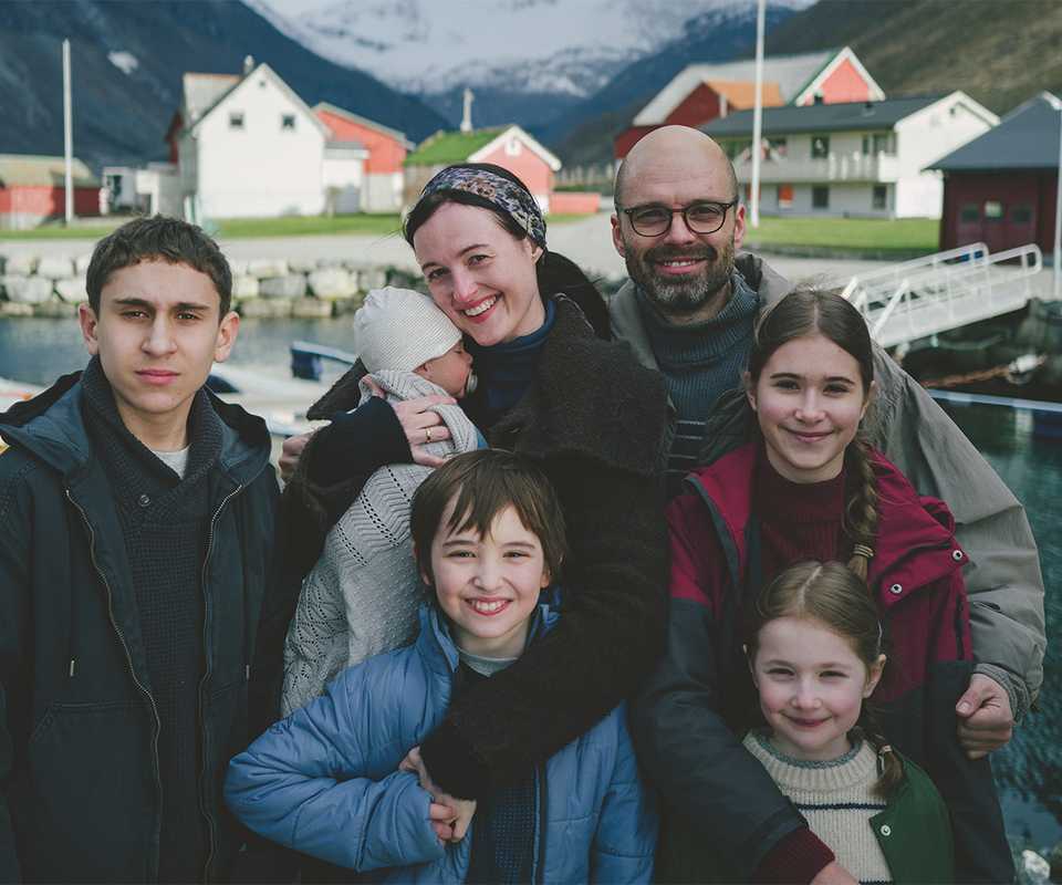 Renate Reinsve and Sebastian Stan with their characters' children in Fjord
