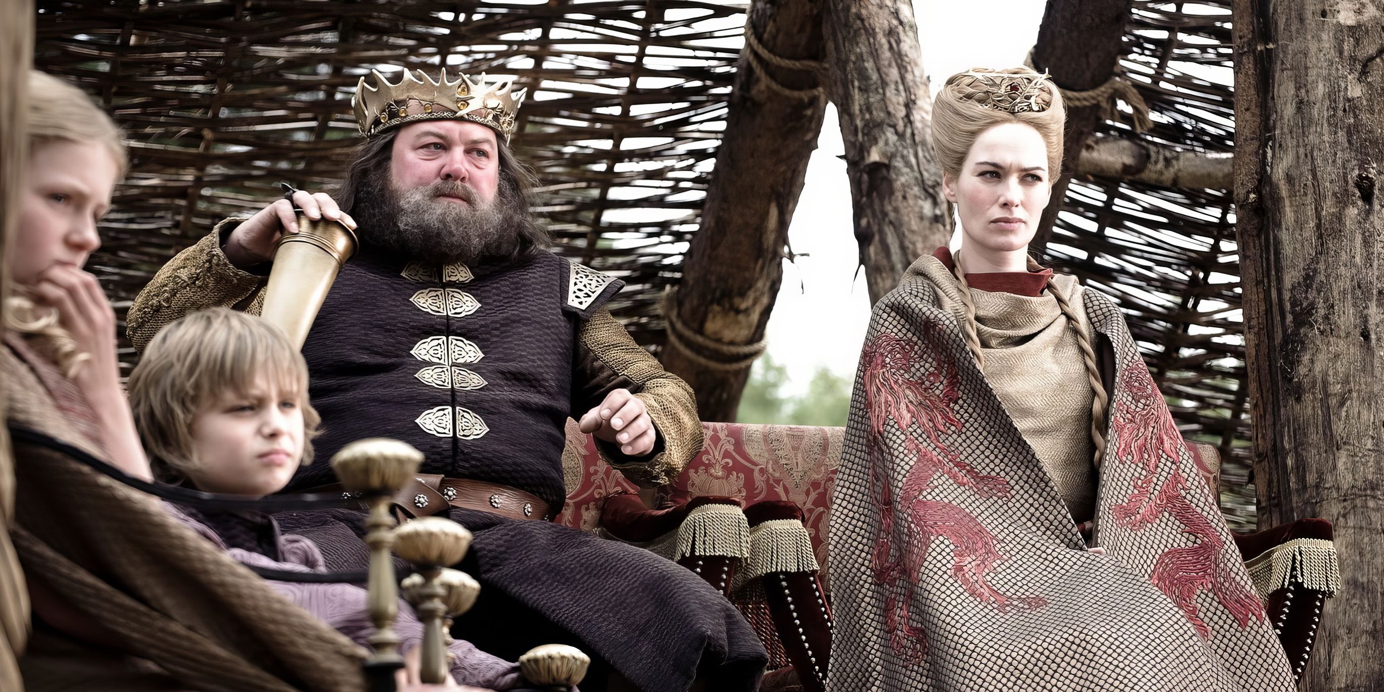 Mark Addy sat on a chair surrounded in 'Game of Thrones'