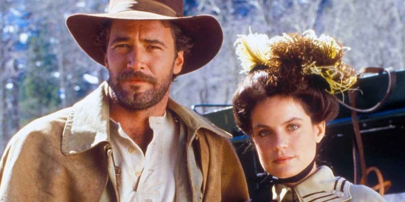 Ethan Allen Cord (Lee Horsley) and Amelia Lawson (Sigrid Thornton) on 'Guns of Paradise' (1988-1991)