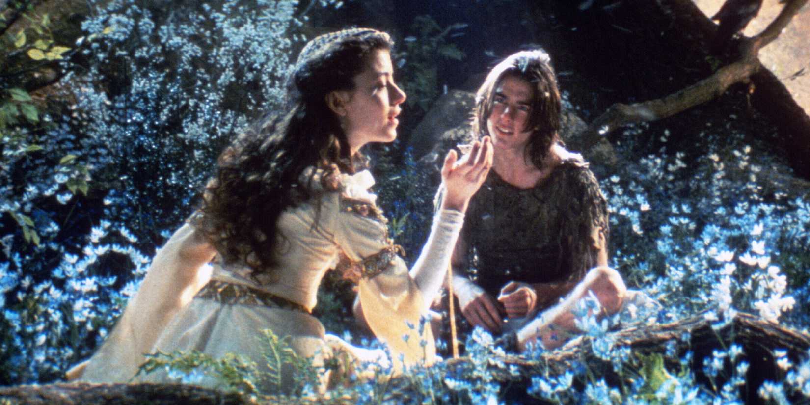 Mia Sara and Tom Cruise in the Ridley Scott movie 'Legend'