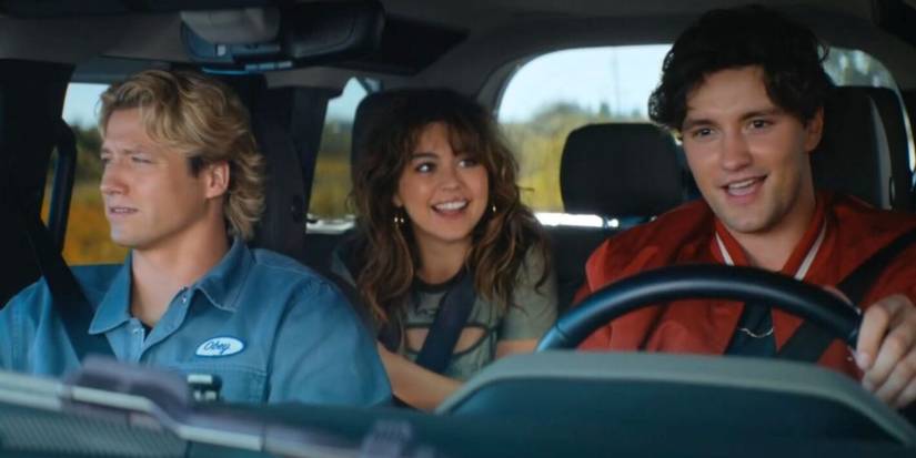 Dean, Allie, and Beau in a car in 'Off Campus' Season 1.