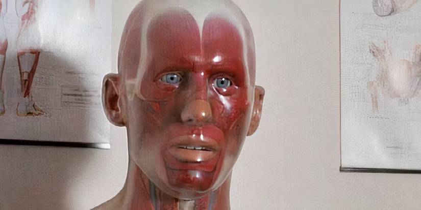 A closeup of an anatomical dummy in 'Pin' (1988)