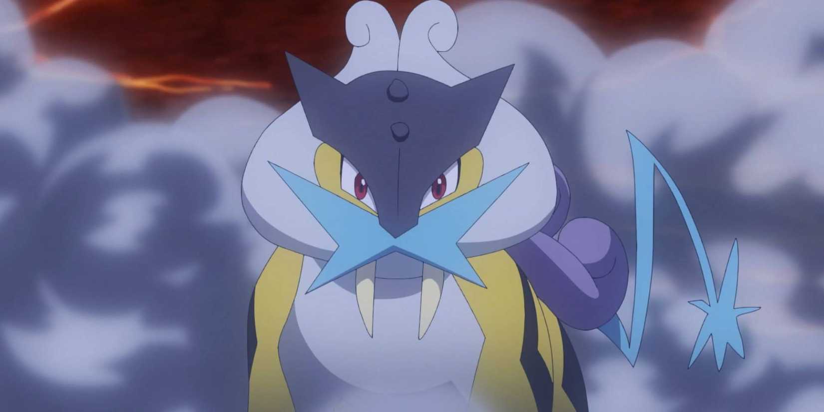 Raikou stands among smoke clouds