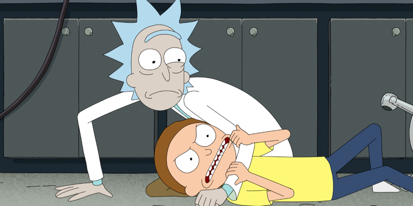 Rick and MOrty fighting each other in Rick and Morty Season 9.