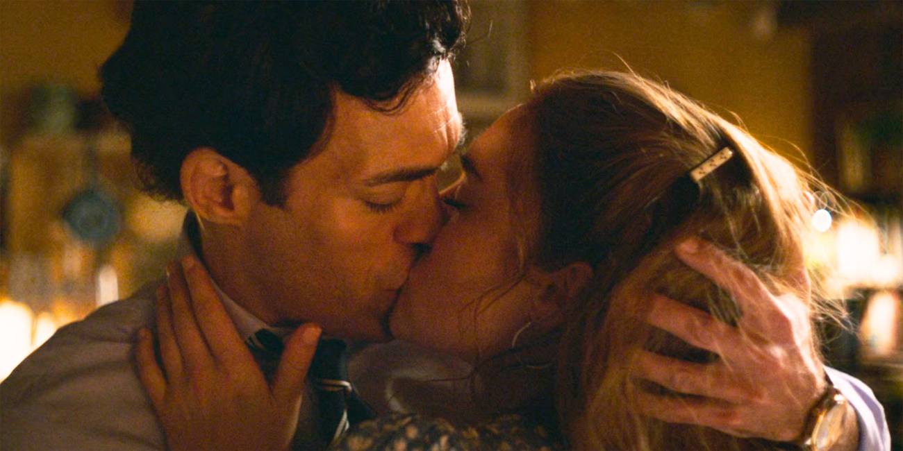 Alex Hassell and Bella Maclean kissing in Rivals Season 1