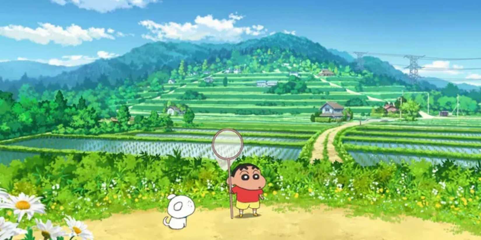 Shin-chan in the Japanese country side in Shin-Chan: Shiro and the Coal Town