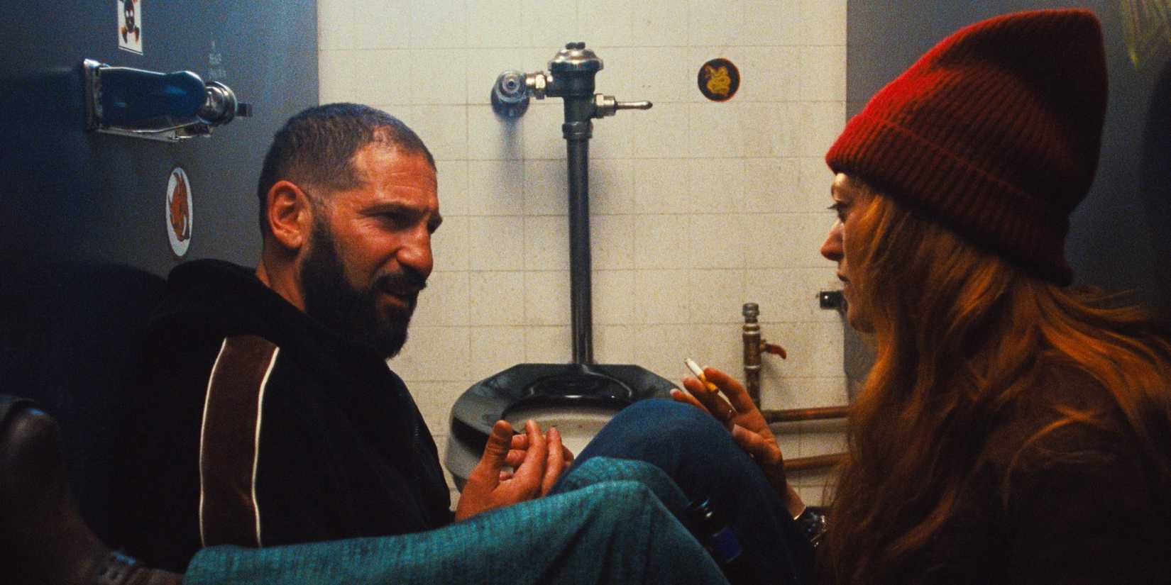 Jon Bernthal as Mikey sitting on the bathroom floor with Marin Ireland in the "Gary" episode of The Bear