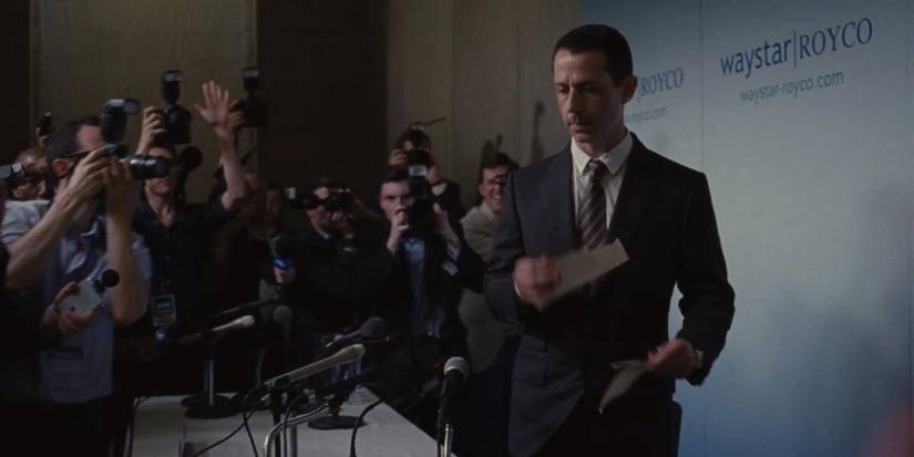 Kendall Roy (Jeremy Strong) stepping up to a table in 'Succession's Season 2 finale.