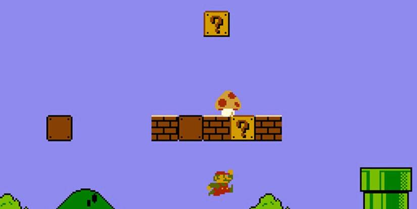 Mario in a level in Super Mario Bros. 