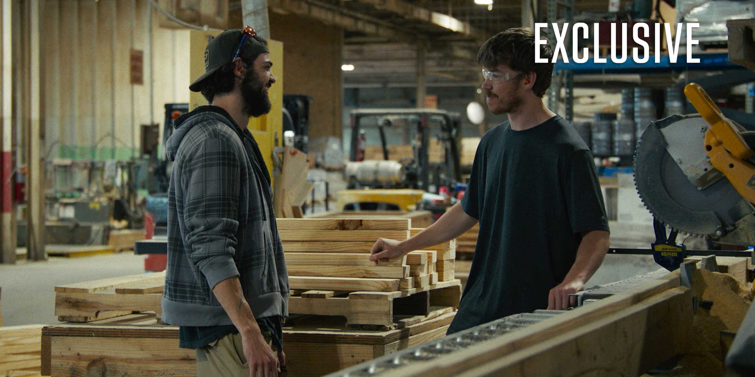 Noah Centineo and Will Poulter talking in an exclusive image of Union-County