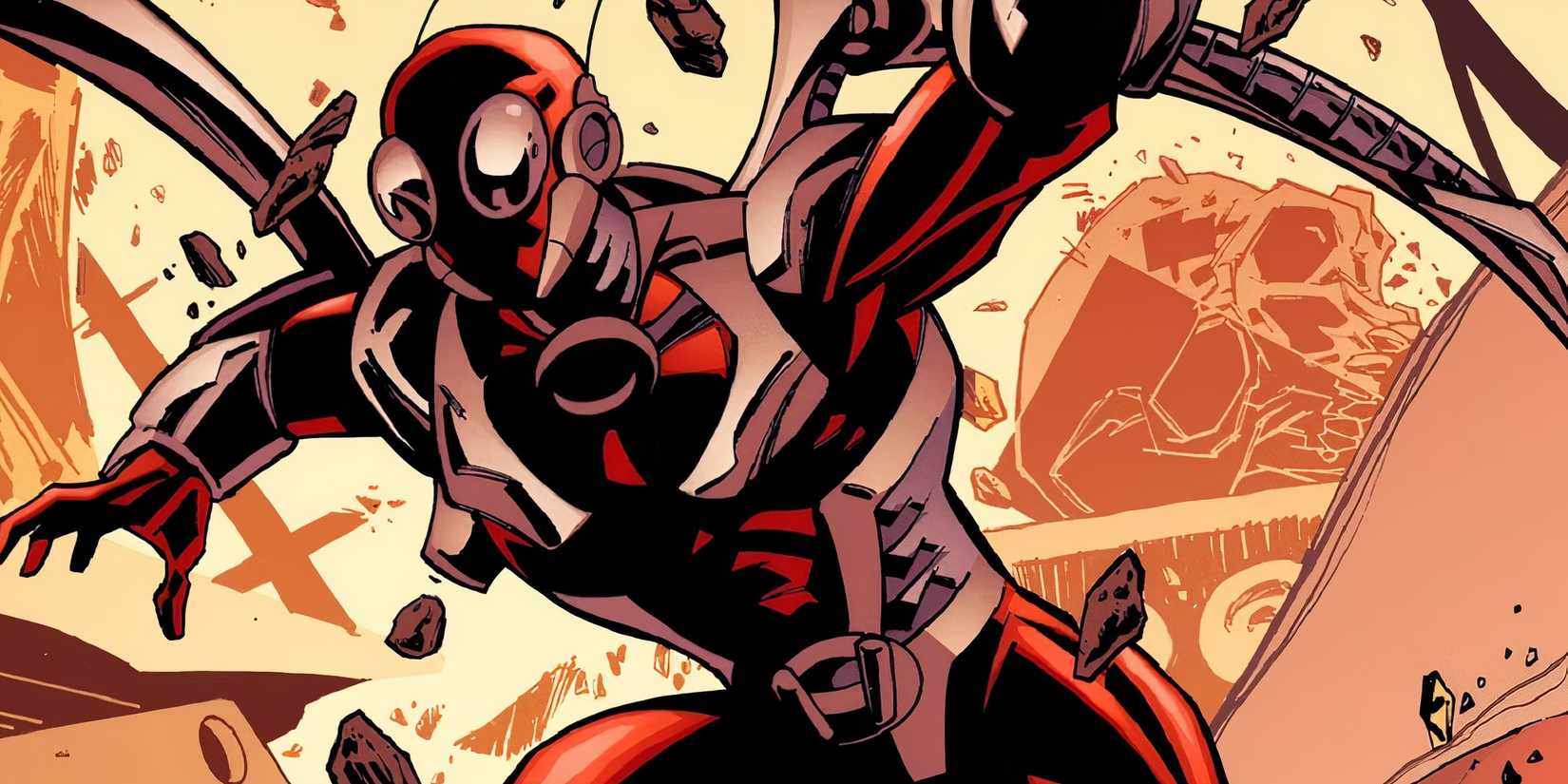 Ant-Man running among destruction in Marvel Comics