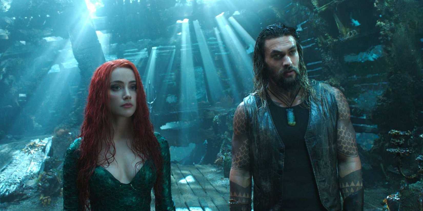 Amber Heard as Mera and Jason Moma as Arthur Curry in 'Aquaman.'