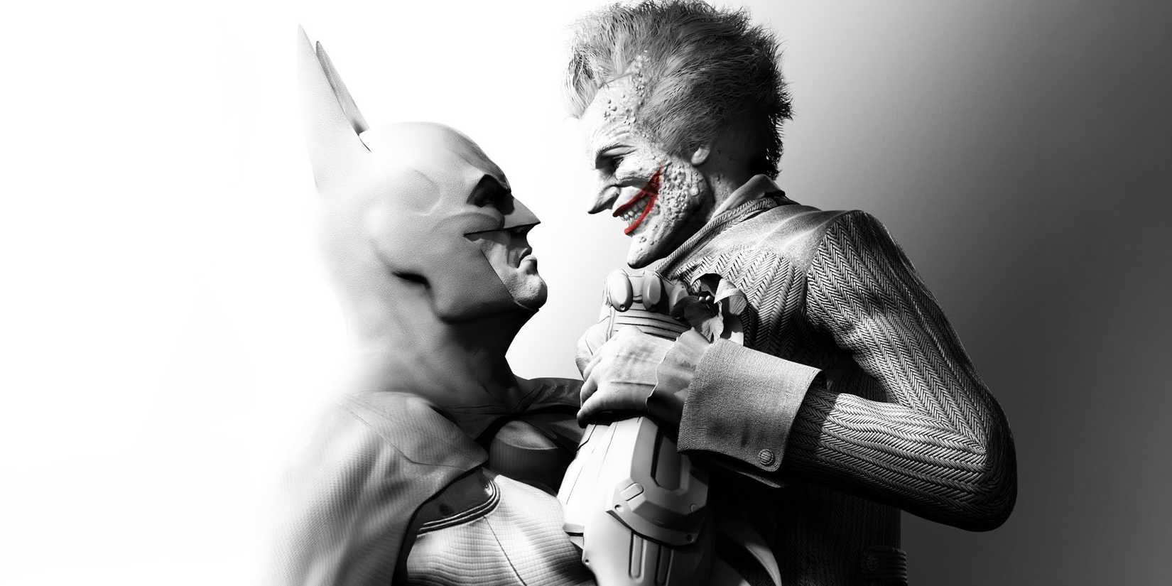 Batman grabbing Joker by his clothes in Batman-Arkham-City