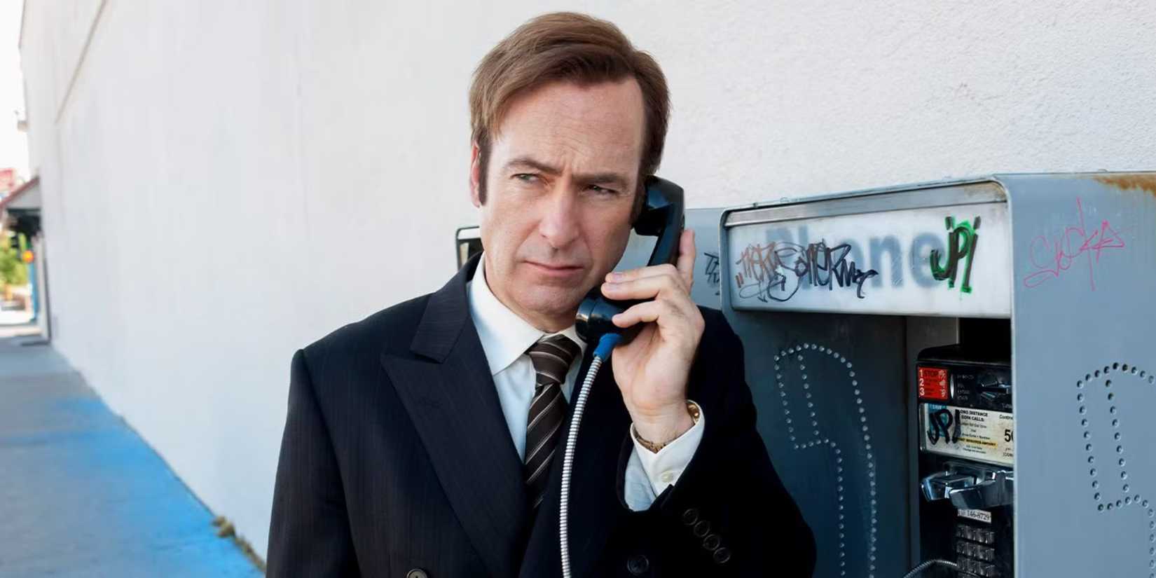 Saul Goodman using a pay phone in 'Better Call Saul'