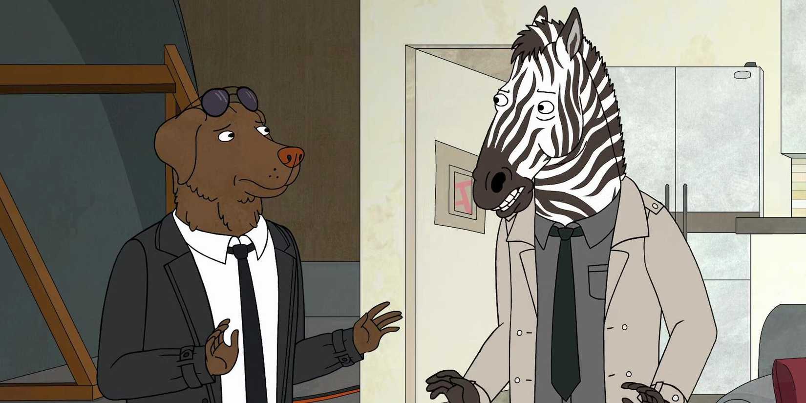 Mr. Peanutbutter as "Mr. Chocolate Hazelnut Spread" and Bojack as "Bobo the Angsty Zebra" in the Bojack Horseman episode "INT. SUB"