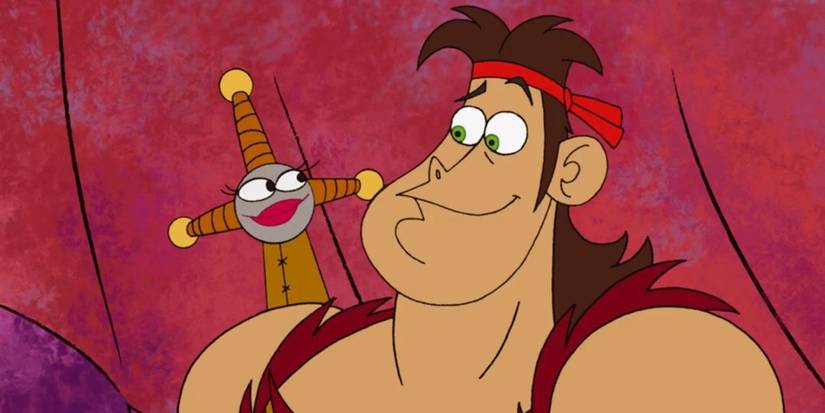 Lula and Dave looking at each other in 'Dave the Barbarian'
