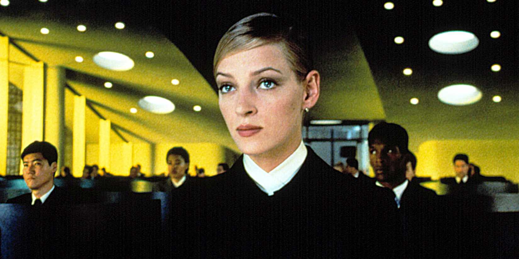 Uma Thurman staring ahead in Gattaca