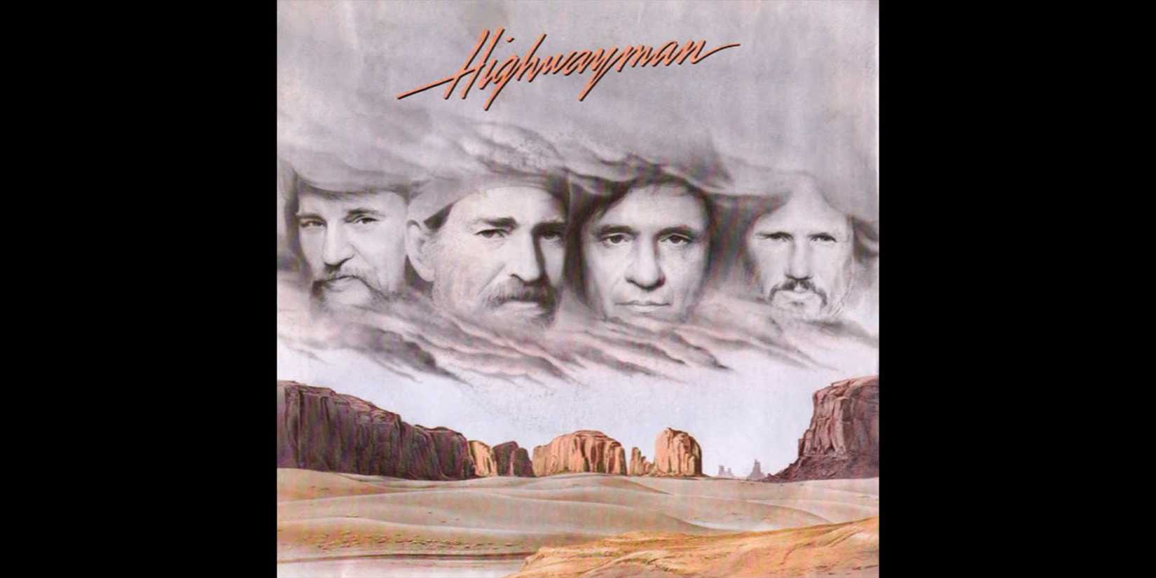 The album cover for 'Highwayman' by The Highwaymen, aka Waylon Jennings, Willie Nelson, Johnny Cash, and Kris Kristofferson