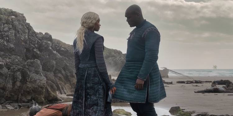 Bethany Antonia and Abubakar Salim in House of the Dragon Season 3 Episode 2