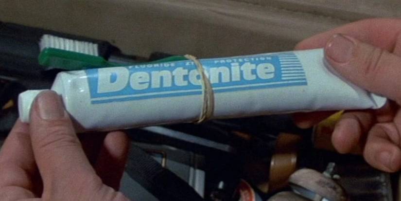 A tube of explosive Dentonite toothpast in License to Kill