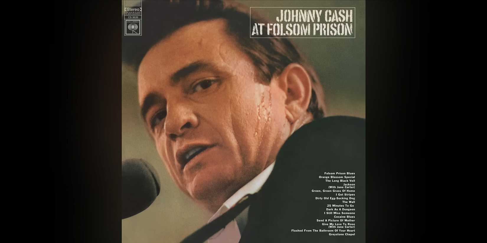 The album cover for 'Johnny Cash At Folsom Prison' by Johnny Cash