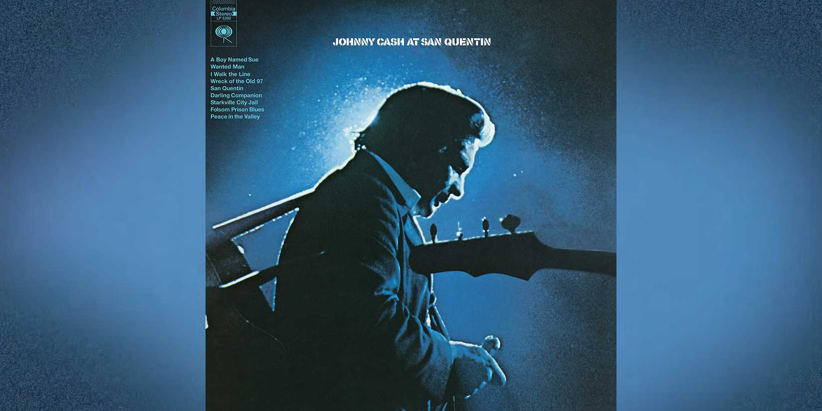 The album cover for 'Johnny Cash At San Quentin' by Johnny Cash