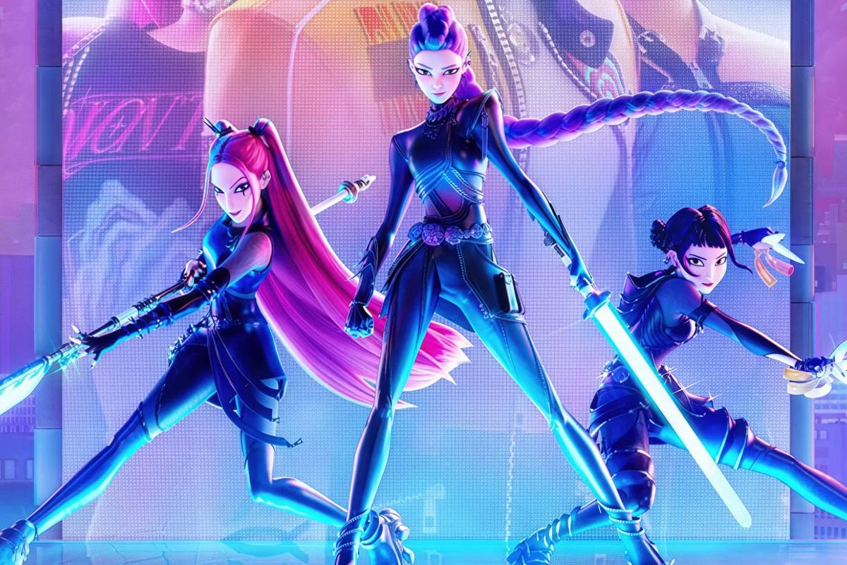 Demon Hunters Netflix animated film HUNTRX band posing