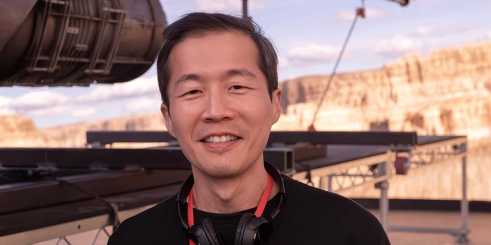 Lee Isaac Chung on the set of 'The Mandalorian'