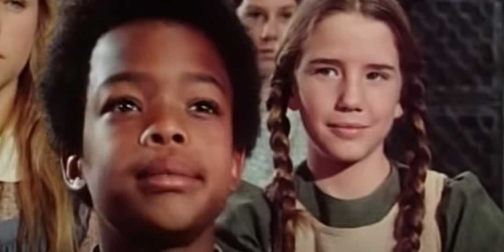 Laura Ingalls (Melissa Gilbert) looks at Solomon Henry (Todd Bridges) in the 'Little House on the Prairie' episode "The Wisdom of Solomon"