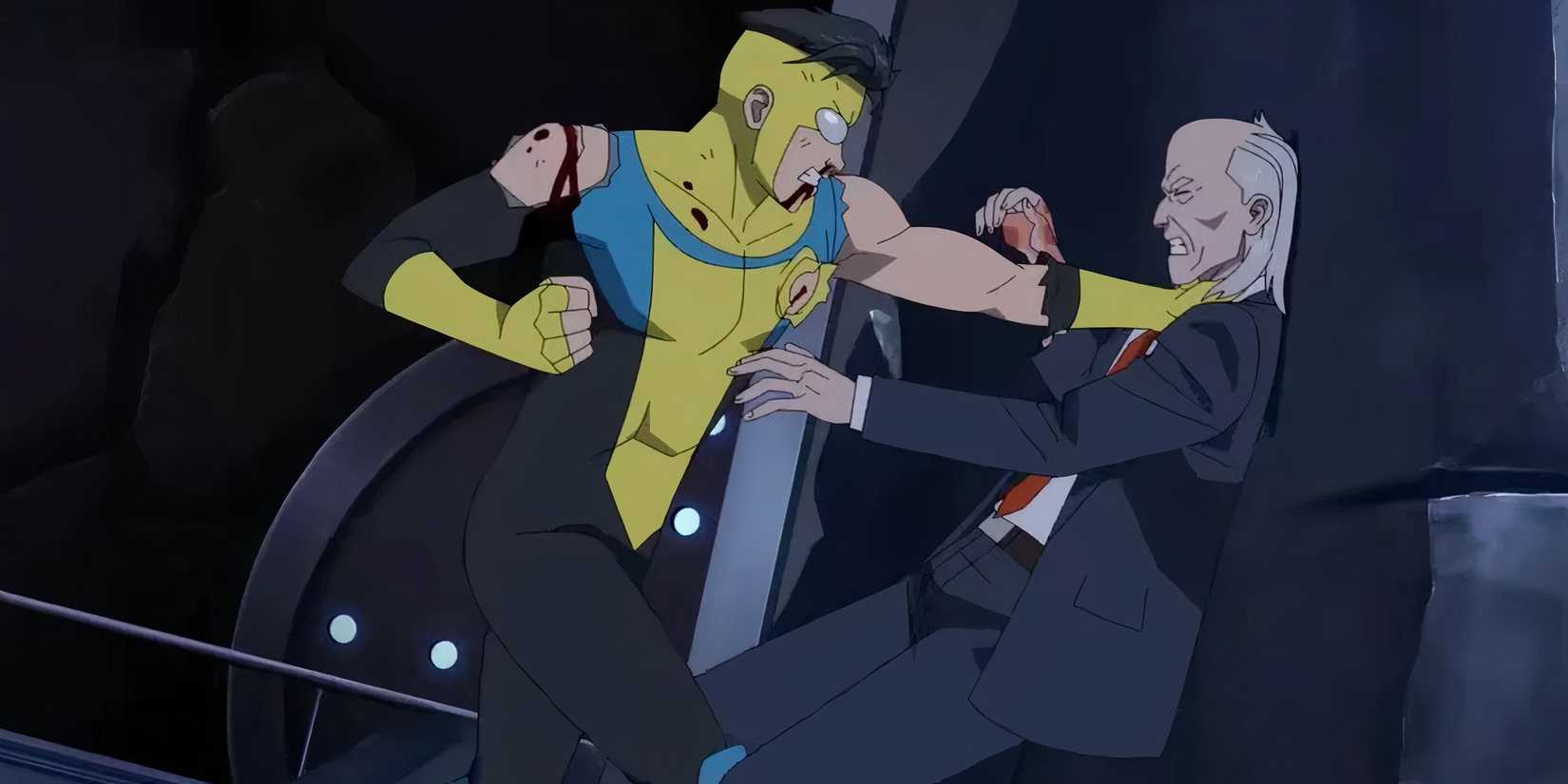 Mark Grayson choking out Cecil Stedman in Invincible Season 3, Episode 2