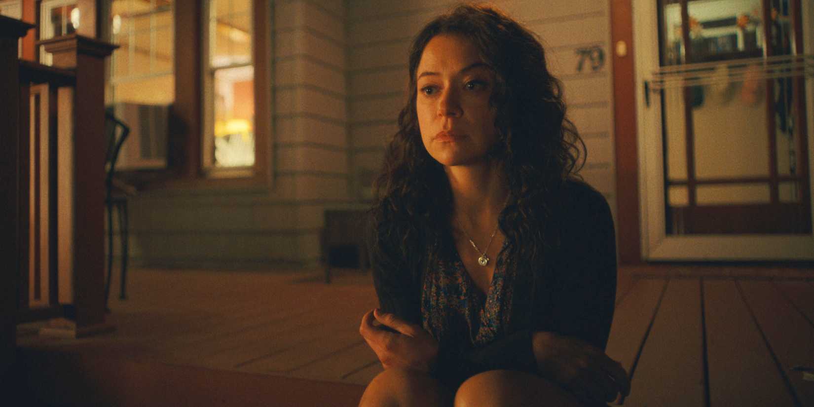 Tatiana Maslany's Paula looking off into the distance in Maximum Pleasure Guaranteed