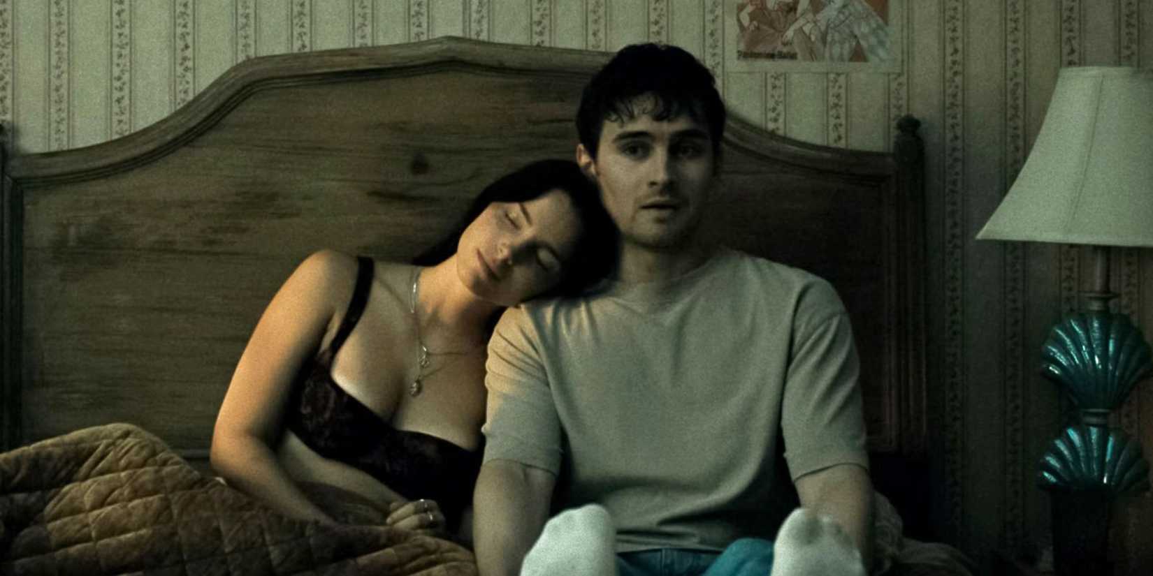 Nikki (Inde Navarrette) and Bear (Michael Johnston) in bed in 'Obsession'
