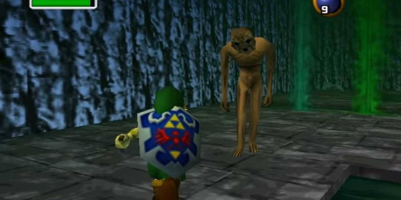 Link approaching a ReDead in 'Ocarina of Time'.