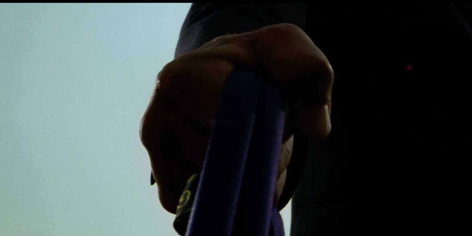The fist of Choi Min-sik holding onto a tie in Oldboy