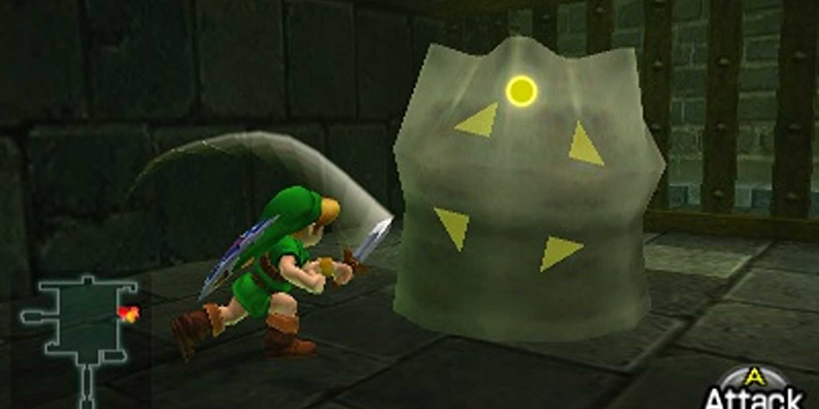 A Like Like facing off with Link in 'Ocarina of Time'