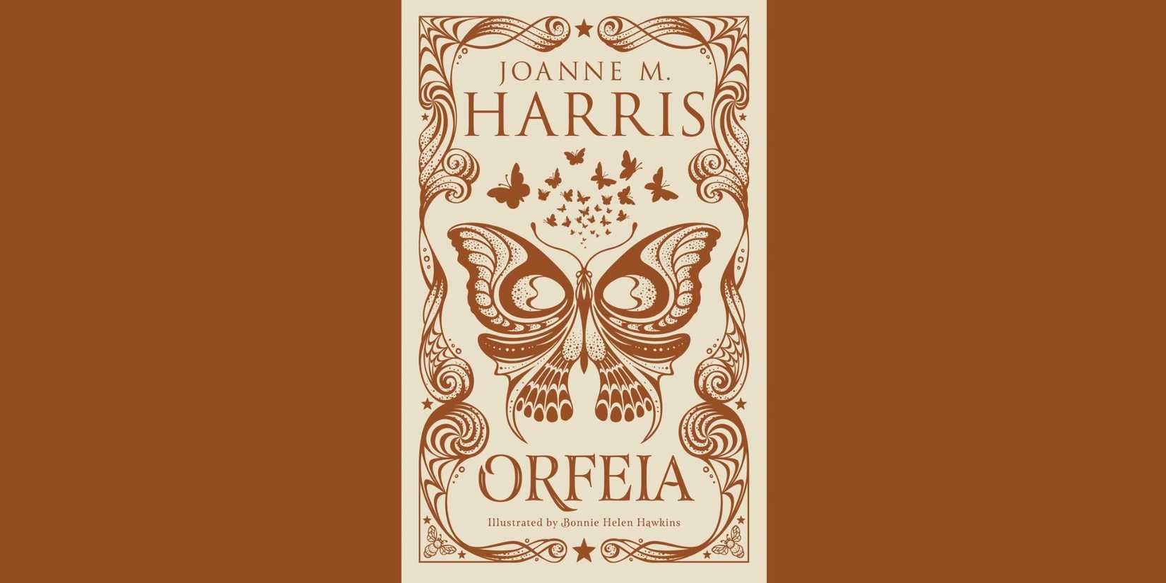 The front cover of 'orfeia' by Joanne M. Harris