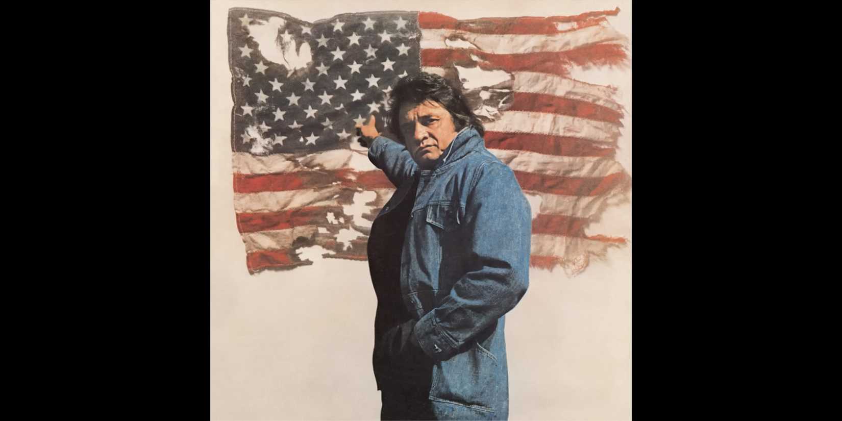 The album cover for 'Ragged Old Flag' by Johnny Cash