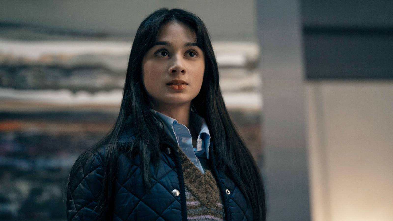 Victoria Newman's daughter, Zoe (Olivia Morandin), looking skeptical on The Boys Season 5