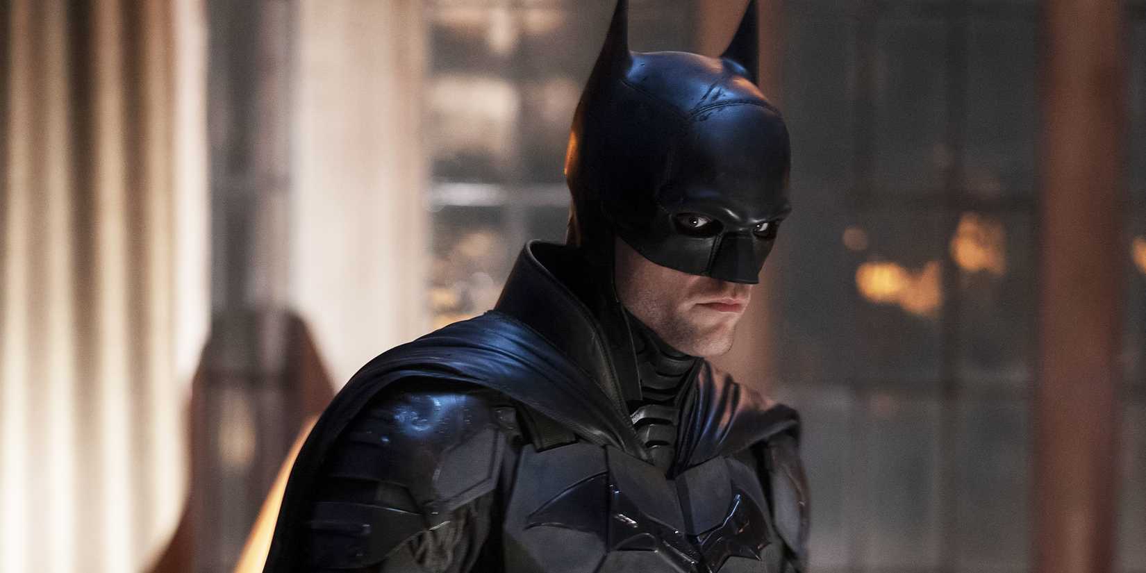 Robert Pattinson in costume in The Batman