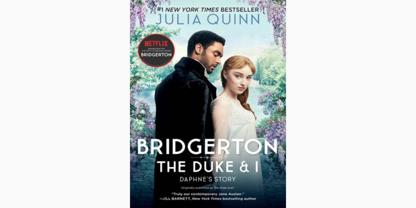 A portrait of Daphe Bridgerton and Simon Basset on the cover of 'The Duke and I'
