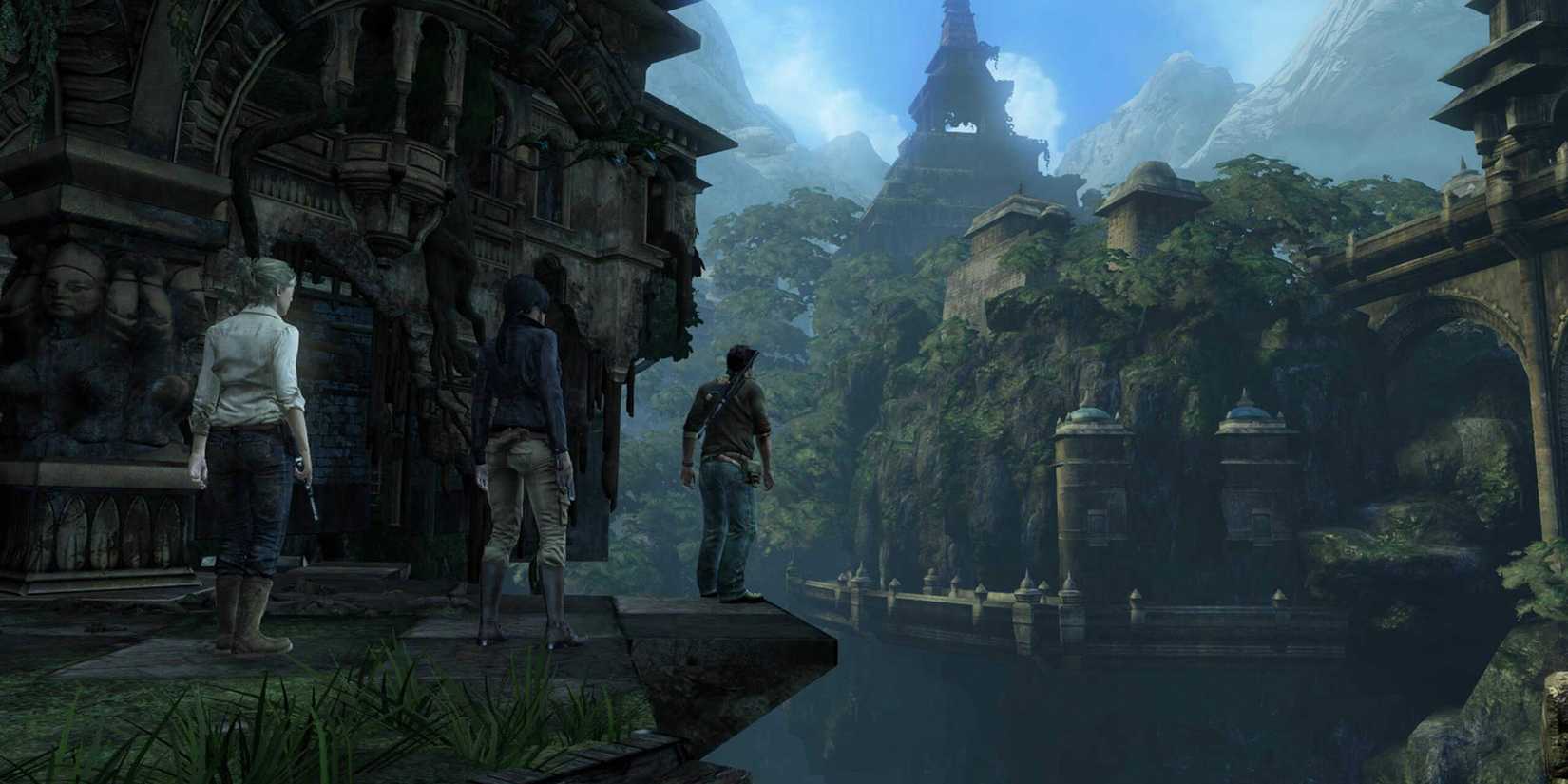 The gang in the jungle in 'Uncharted 2 Among Thieves'