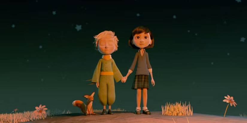 Two characters holding hands in 'The Little Prince'