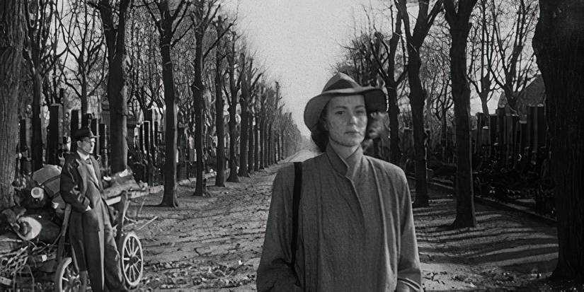Alida Valli walks away from Joseph Cotten in a cemetery at the end of The Third Man.