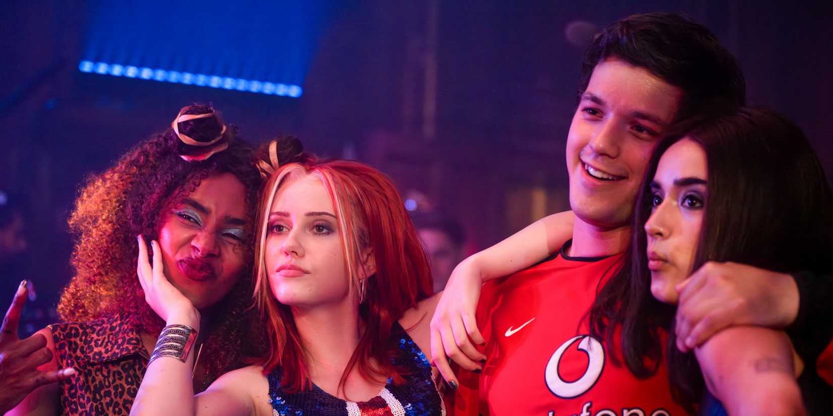 Asha Banks as Noah dressed as Posh Spice with her friends as the Spice Girls at a party in Your Fault: London