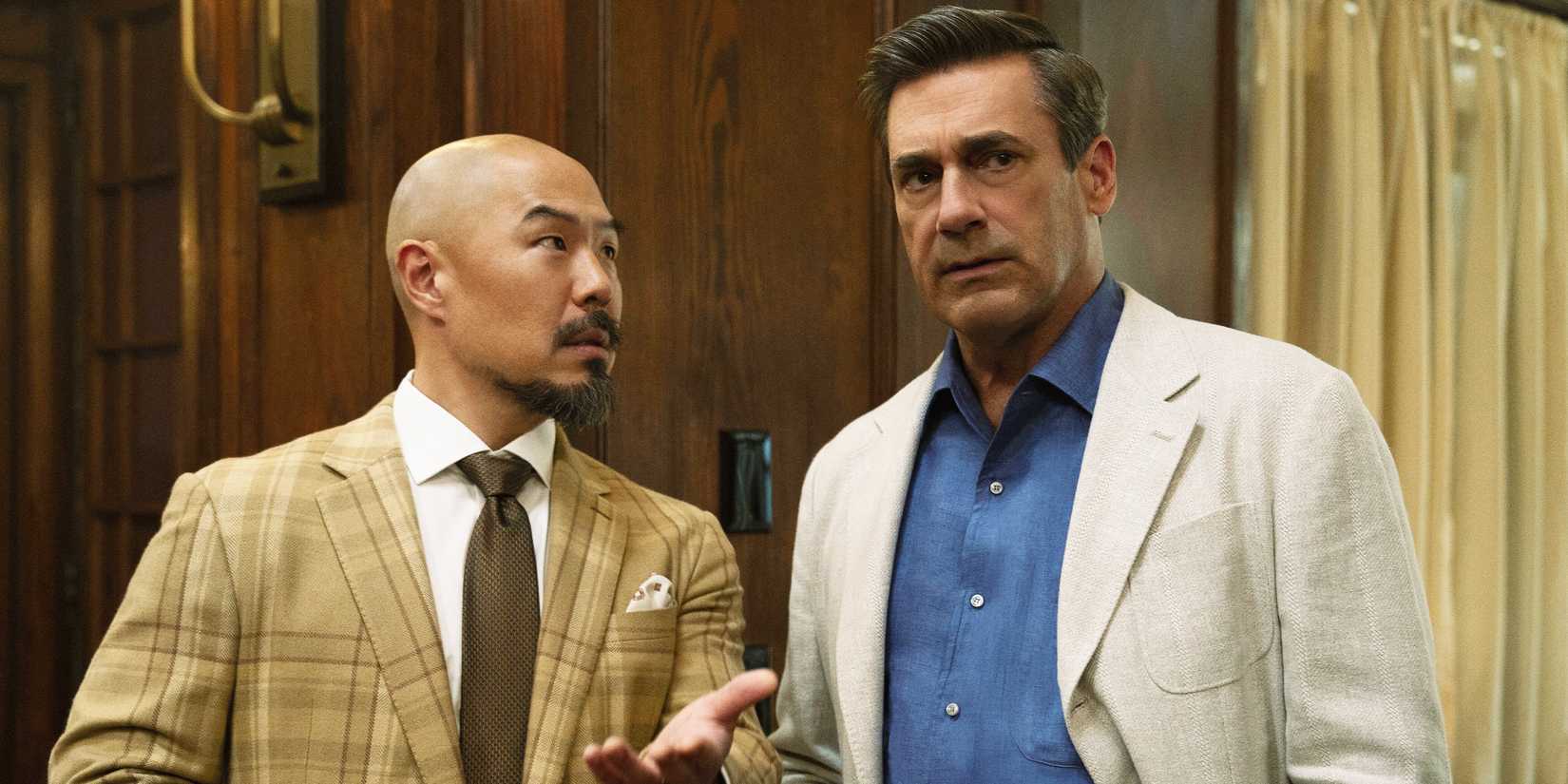 Hoon Lee talking to Jon Hamm in Your Friends & Neighbors Season 2