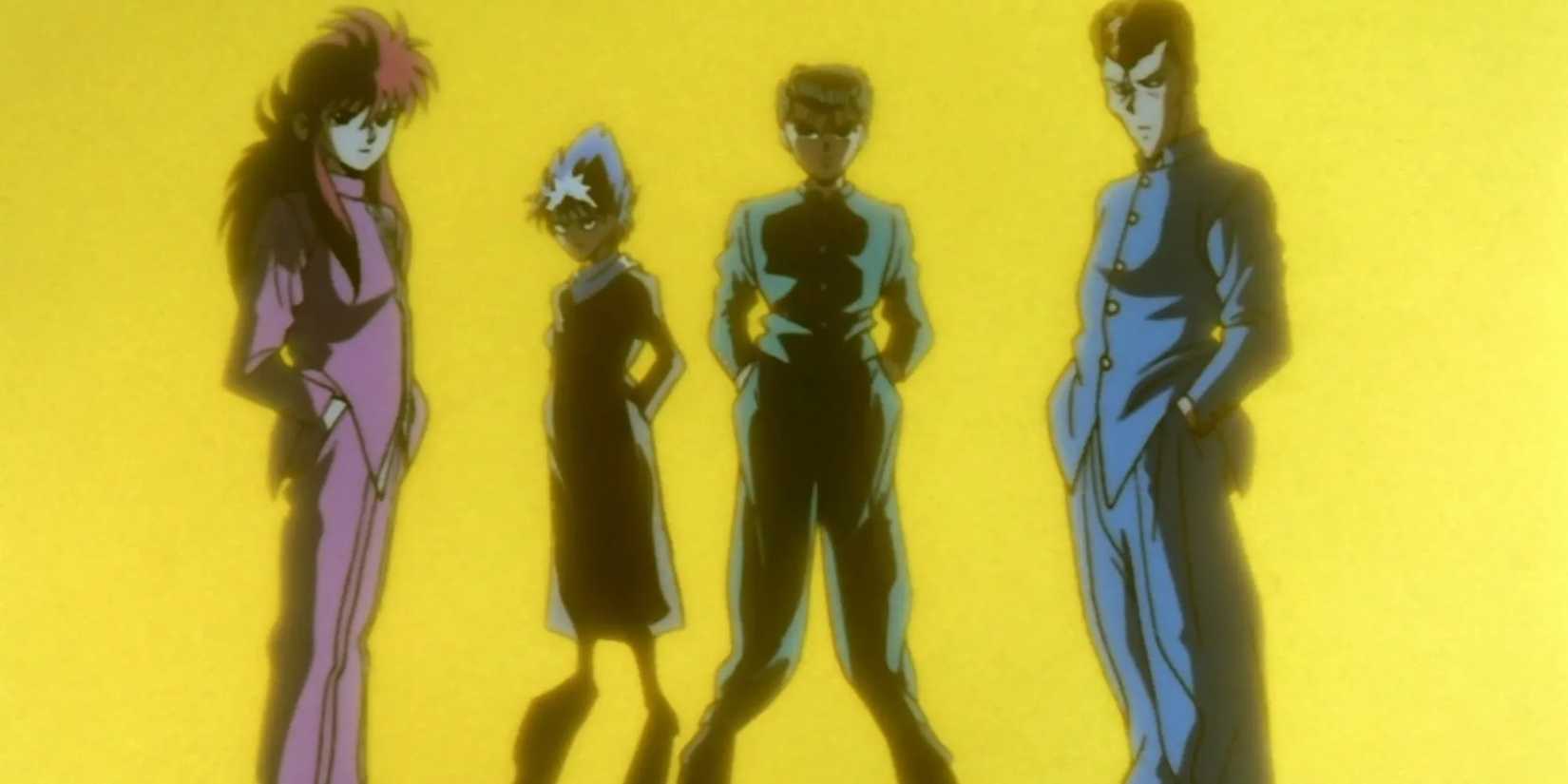 The main characters of Yu Yu Hakusho against a yellow background