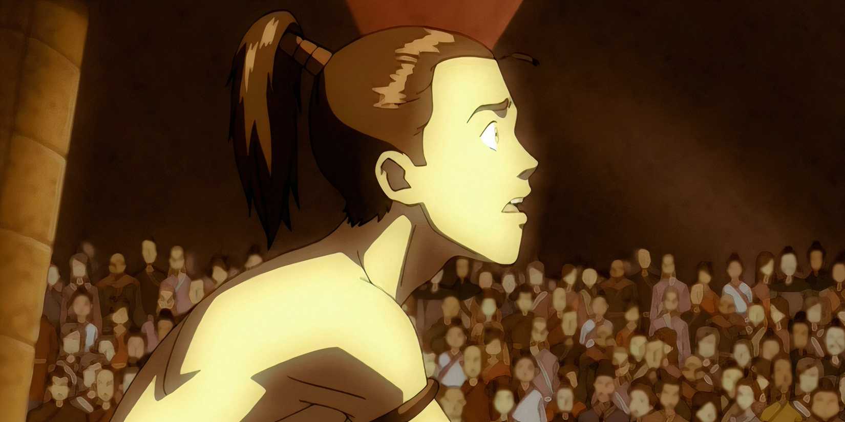 Zuko on his knees pleading in Avatar: The Last Airbender Season 1, Episode 12